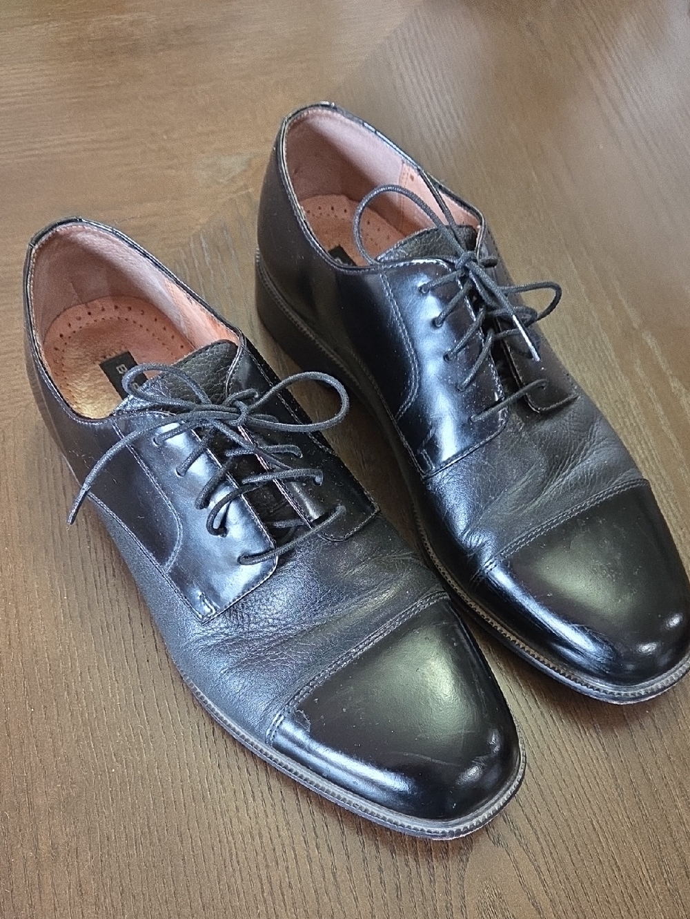 Bostonian Black Cap-Toe Derby Lace-Up Shoes Men's Size 10